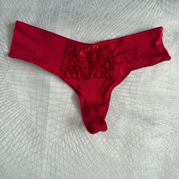 Red Ruffled Bikini Bottom - Picture 3 of 9